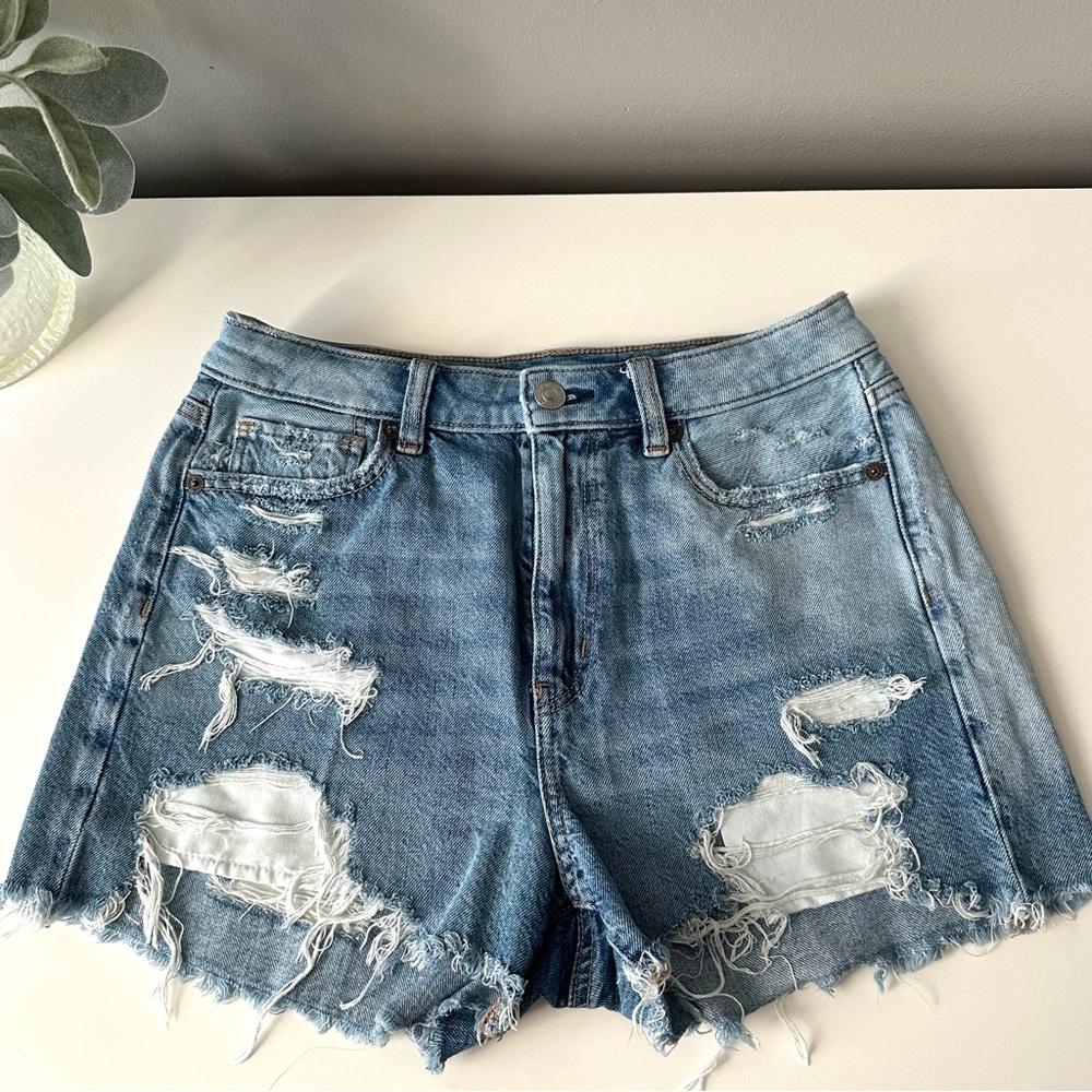 American Eagle Distressed High Rise Denim Shorts